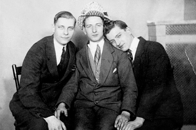Three gay friends pose in a Berlin apartment before the Nazis rise to power.  Courtesy of Schwules Museum
