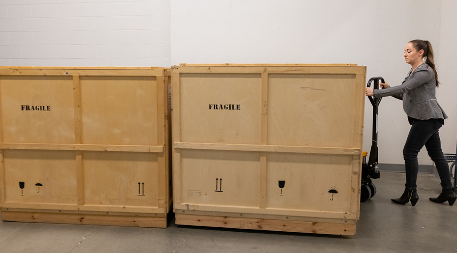 Shoes are transported from the State Museum at Majdanek